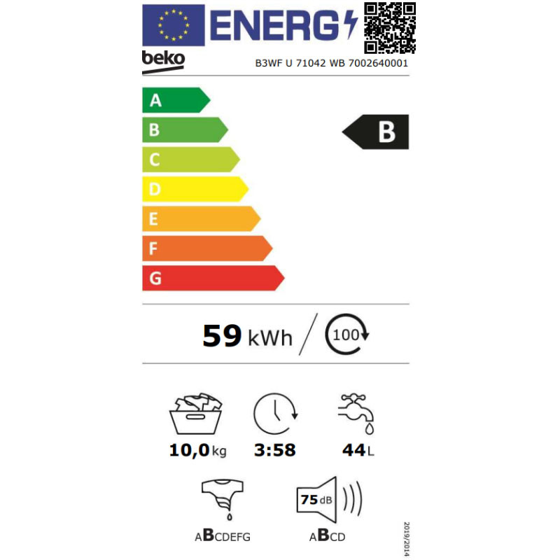 Beko mašina za pranje veša B3WF U 71042 WB