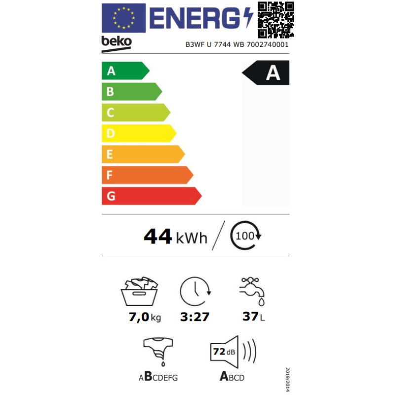 Beko mašina za pranje veša B3WF U 7744 WB