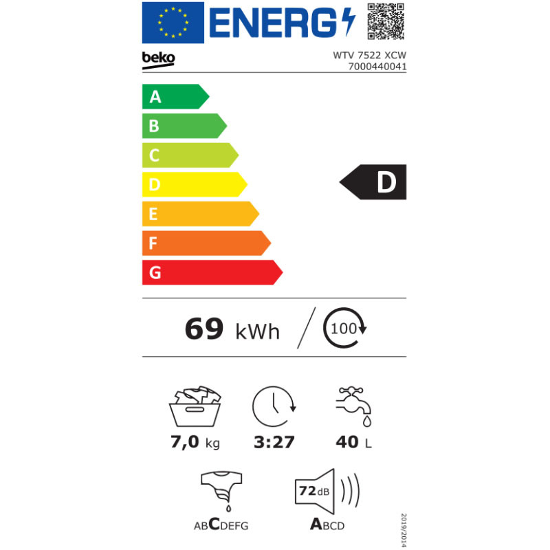 Beko mašina za pranje veša WTV 7522 XCW 