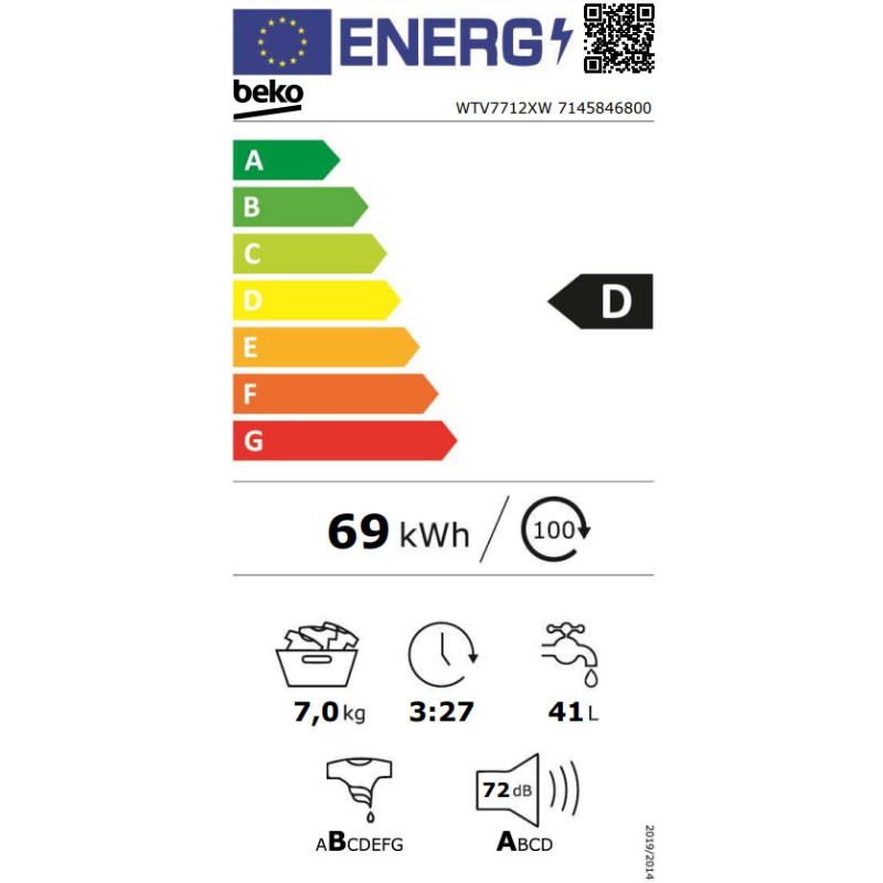 Beko mašina za pranje veša WTV 7712 XW