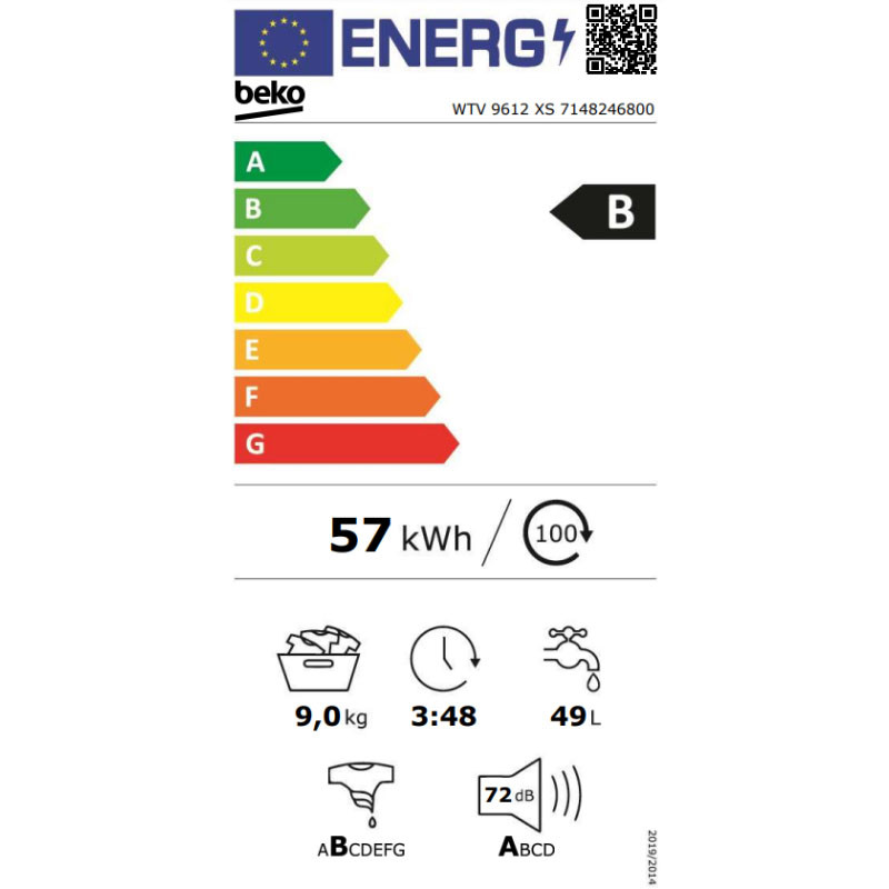 Beko mašina za pranje veša WTV 9612 XS