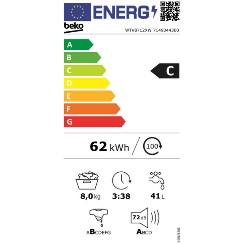 Beko mašina za pranje veša WTV8712XW