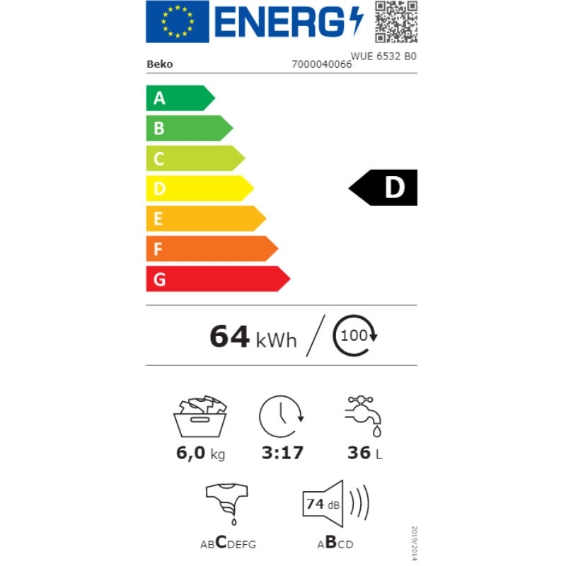 Beko mašina za pranje veša WUE 6532 B0