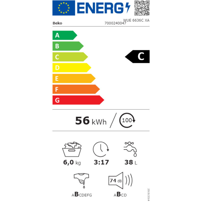 Beko mašina za pranje veša WUE 6636C XA