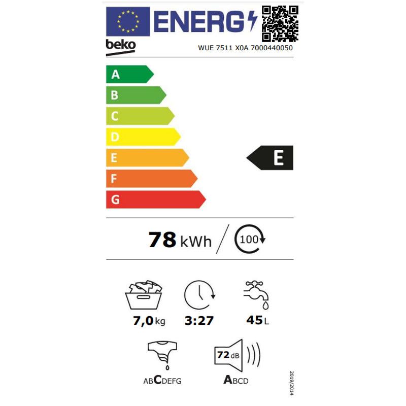 Beko mašina za pranje veša WUE 7511 X0A