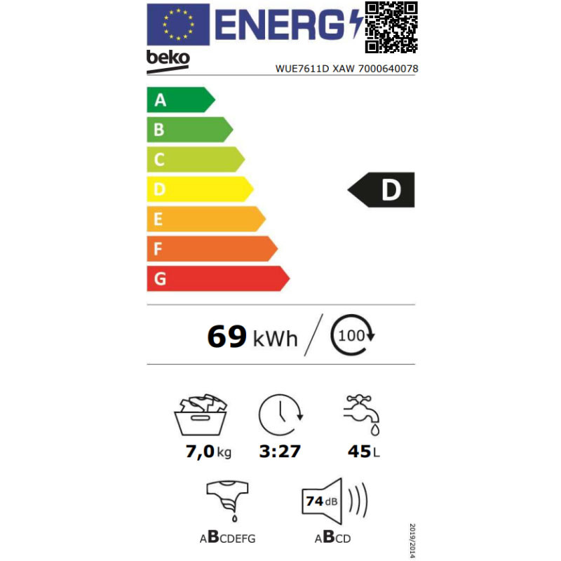 Beko mašina za pranje veša WUE 7611D XAW