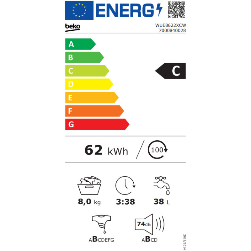 Beko mašina za pranje veša WUE 8622 XCW