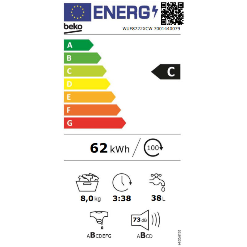 Beko mašina za pranje veša WUE 8722 XCW 