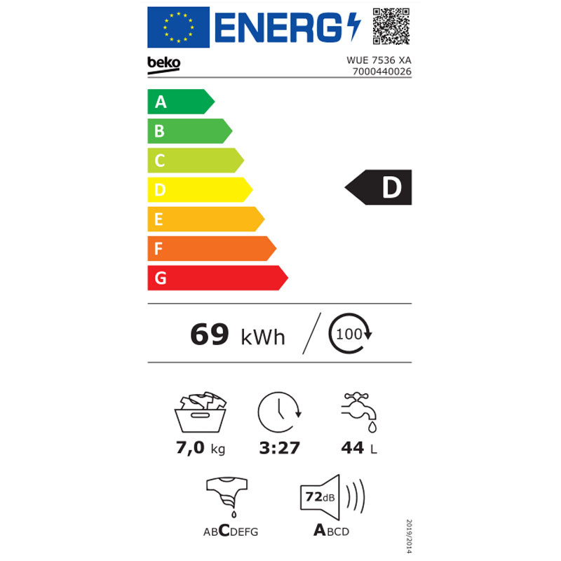 Beko mašina za pranje veša WUE7536XA 