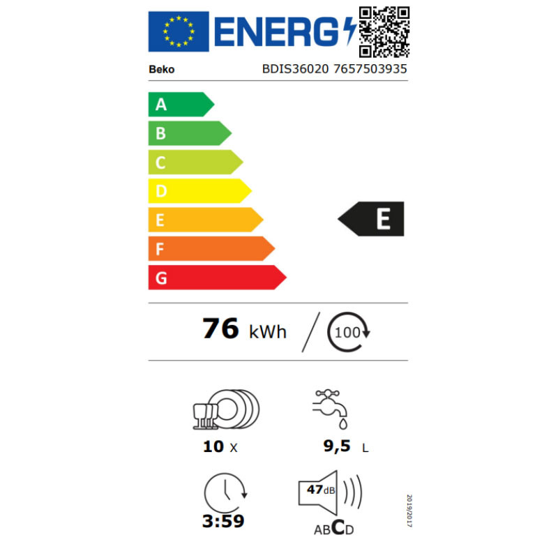 Beko ugradna mašina za pranje sudova BDIS 36020