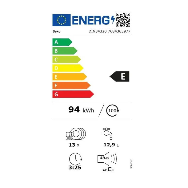 Beko ugradna mašina za pranje sudova DIN 34320