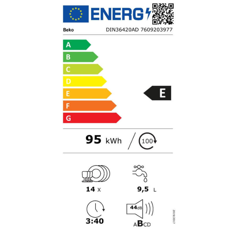 Beko ugradna mašina za pranje sudova DIN 36420 AD