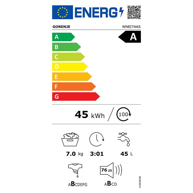 Gorenje mašina za pranje veša WNEI 74 AS