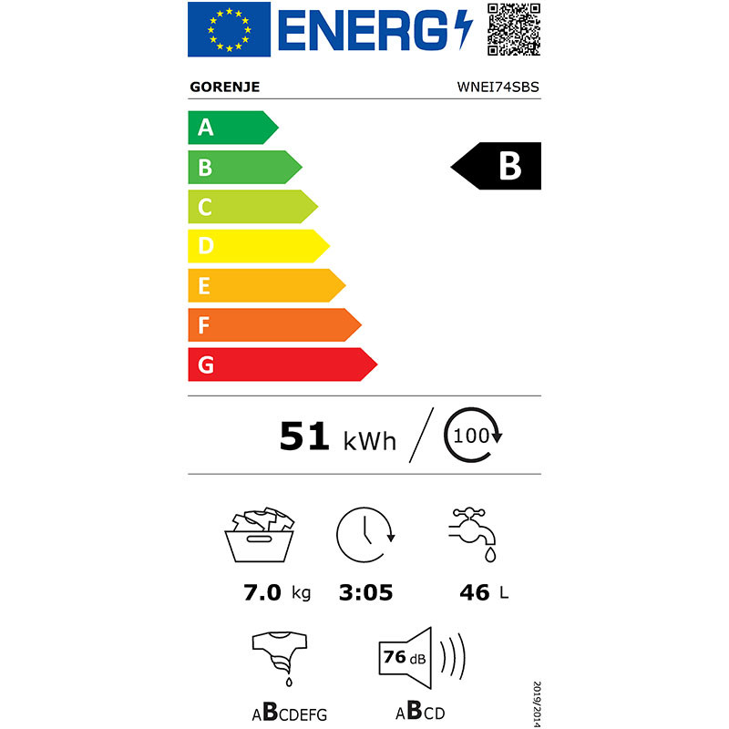 Gorenje mašina za pranje veša WNEI 74 SBS