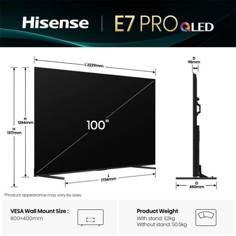 Hisense LED televizor 100E7Q PRO QLED 4K UHD Smart