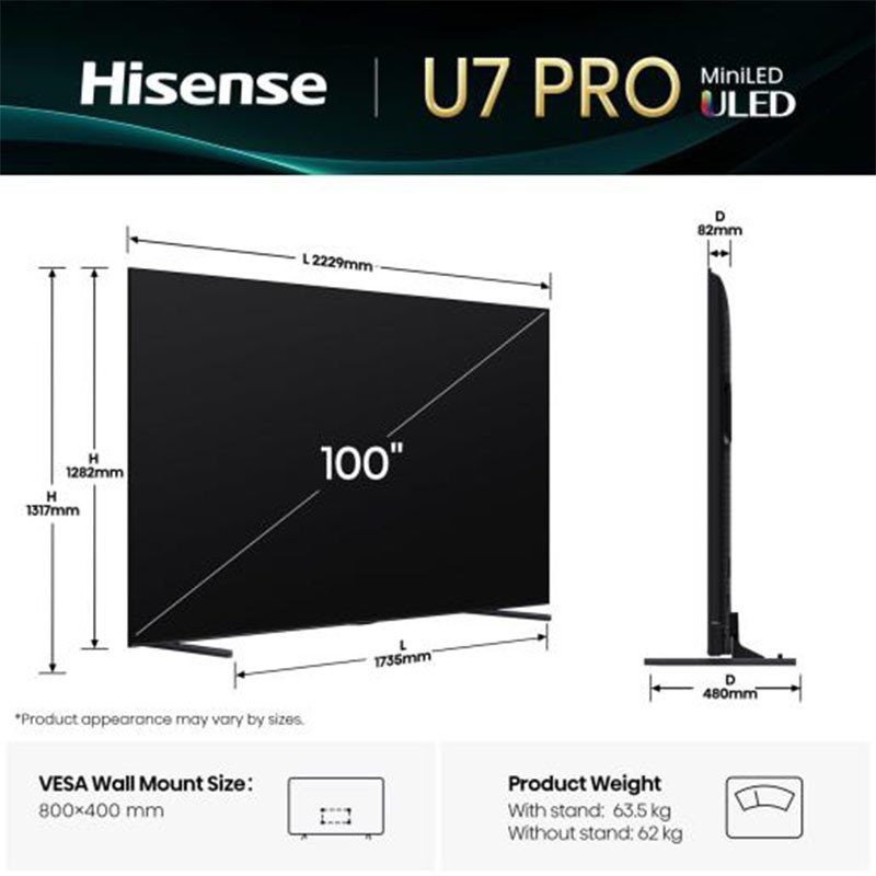Hisense LED televizor 100U7Q PRO HD Smart