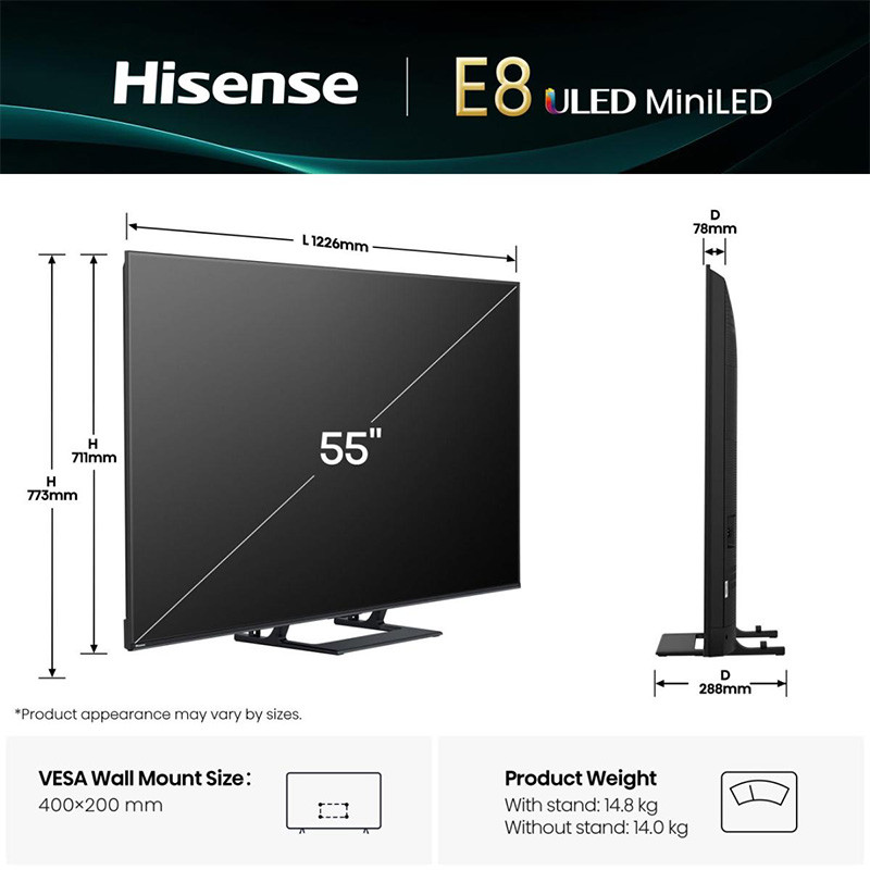 Hisense LED televizor 55E8Q Smart