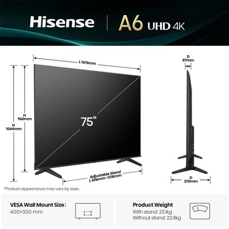 Hisense LED televizor 75A6Q 4K UHD Smart