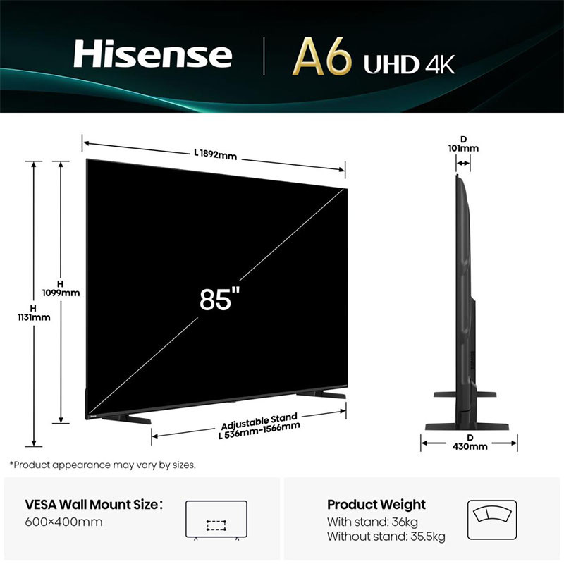 Hisense LED televizor 85A6Q Smart