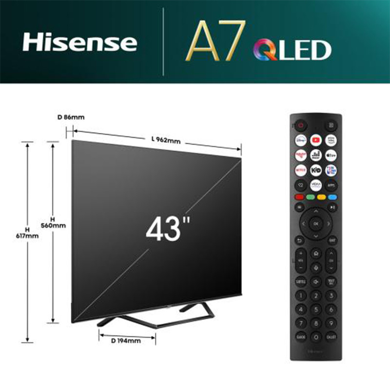Hisense QLED televizor 43A7NQ Smart