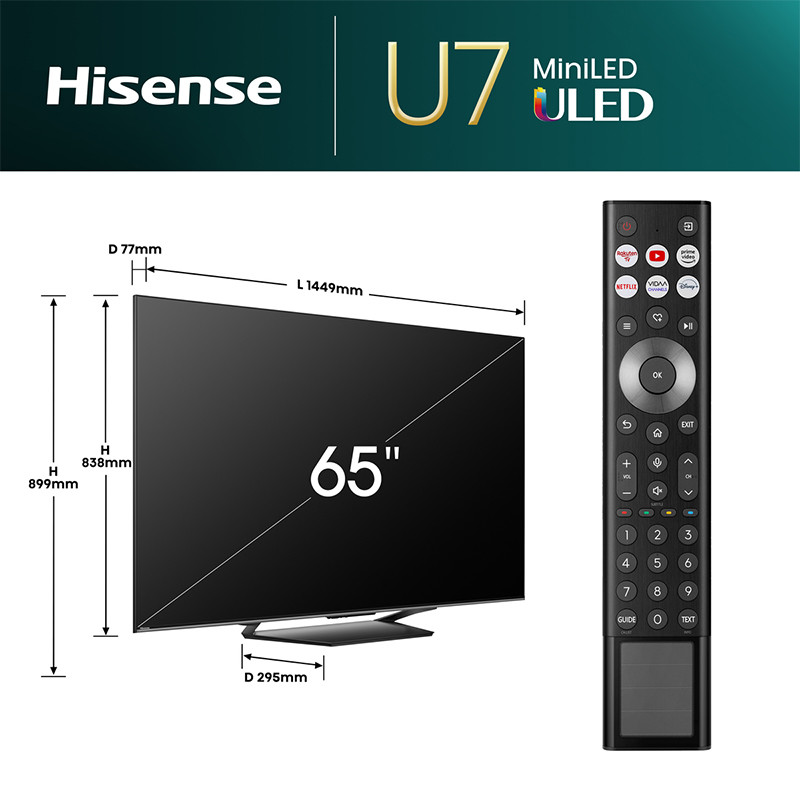 Hisense televizor 65U7NQ ULED Mini-LED Smart + poklon soundbar HS3100