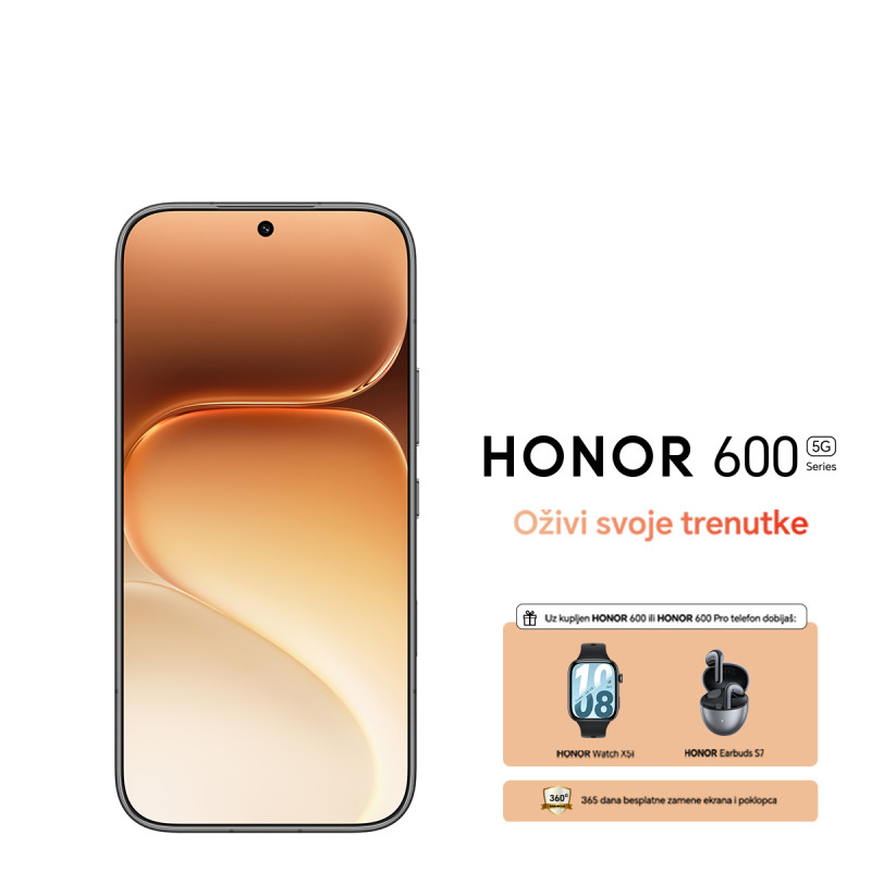 Honor 600 smartphone 8GB 256GB crna + poklon vaučer 3000 rsd