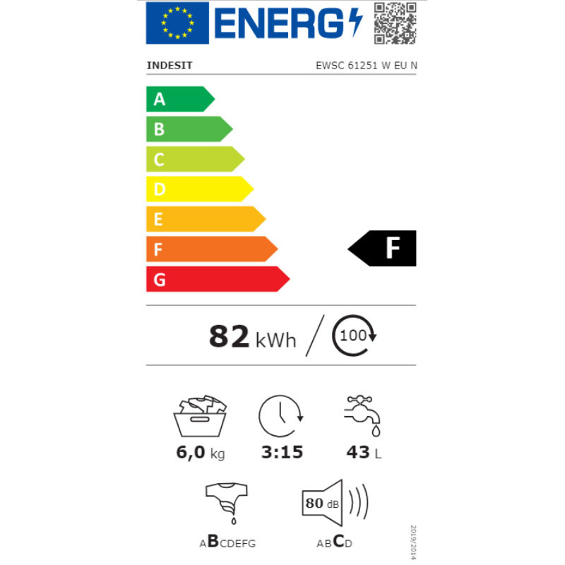 Indesit mašina za pranje veša EWSC 61251 W EU N 