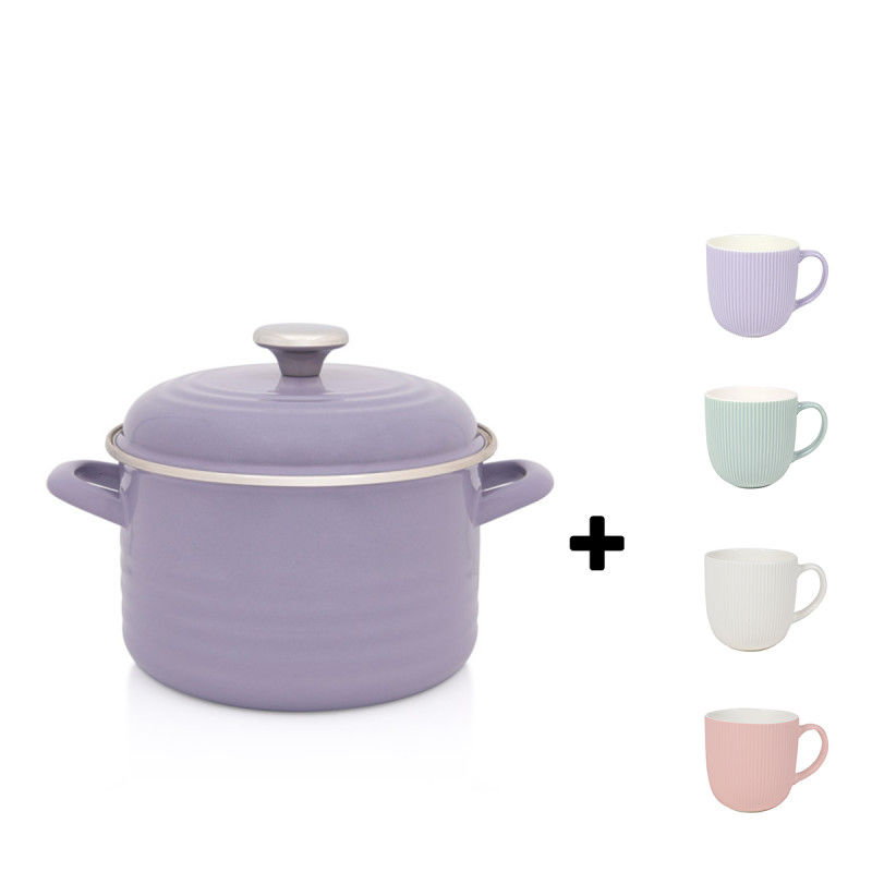 Metalac duboka šerpa WAVE LJUBIČASTA 20cm/4lit + poklon Sigma porcelanske šolje 340ml MQ MUG5C (4 kom)