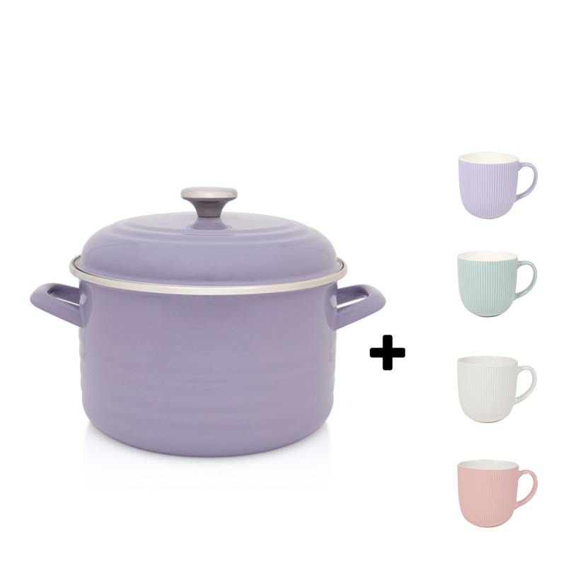 Metalac duboka šerpa WAVE LJUBIČASTA 24cm/6,75lit + poklon Sigma porcelanske šolje 340ml MQ MUG5C (4 kom)