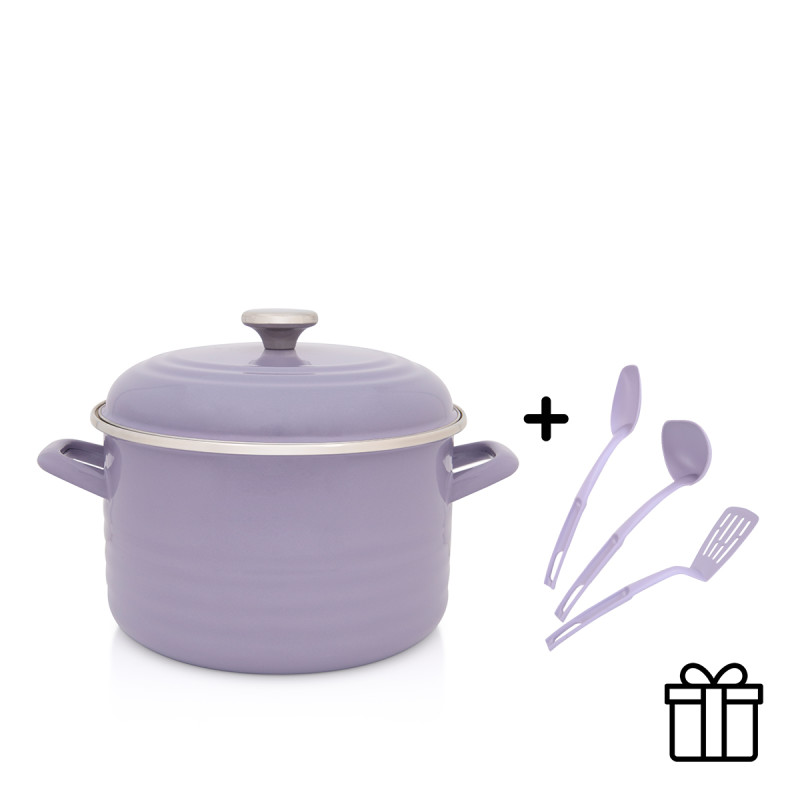 Metalac duboka šerpa WAVE LJUBIČASTA 24cm/6,75lit + poklon trodelni kuhinjski set