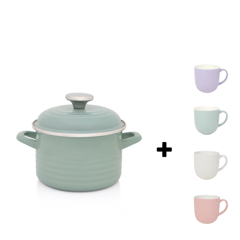 Metalac duboka šerpa WAVE ZELENA 16cm/2lit + poklon 4 komada Sigma porcelanske šolje 340 ml MQ MUG5C