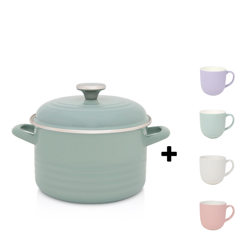 Metalac duboka šerpa WAVE ZELENA 20cm/4lit + poklon Sigma porcelanske šolje 340 ml MQ MUG5C (4 komada)