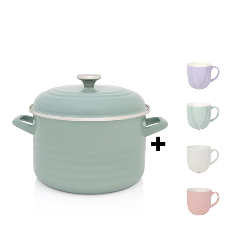 Metalac duboka šerpa WAVE ZELENA 24cm/6,75lit + poklon Sigma porcelanske šolje 340ml MQ MUG5C (4 kom)