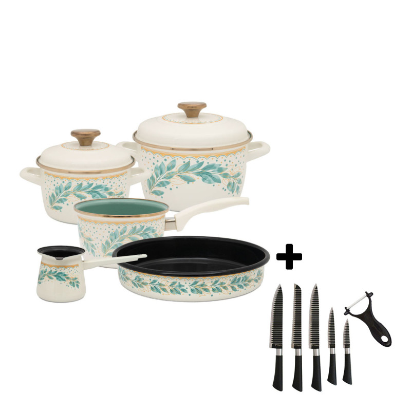 Metalac emajlirani set GREEN LINE 5/1 + poklon Sigma set noževa HL-1009