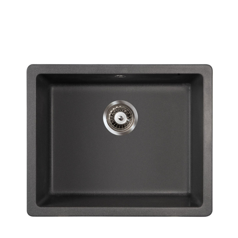 Metalac granitna podgradna sudopera Quadro U 50 crna 570x470 Ø90