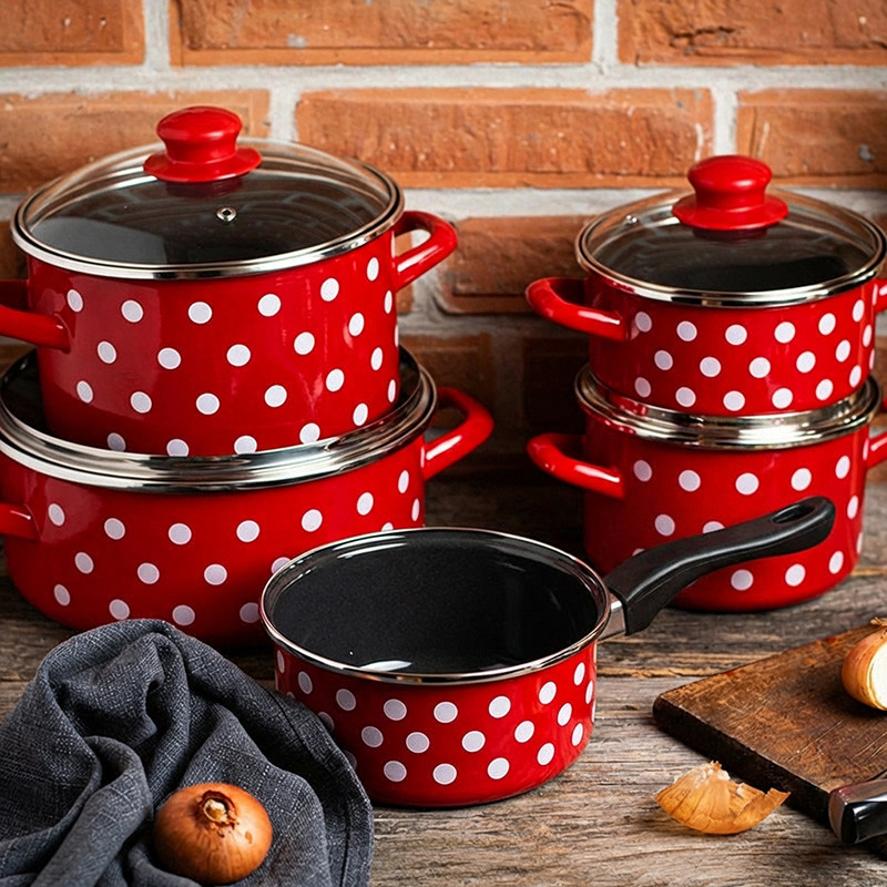 Metalac kaserola BELE TUFNE NA CRVENOM 16cm/1,5 lit