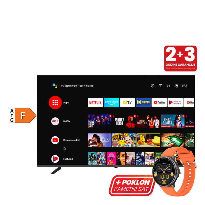 Vivax televizor 50UHD10K Smart + poklon Vivax smart watch Life PRO 2 - Orange