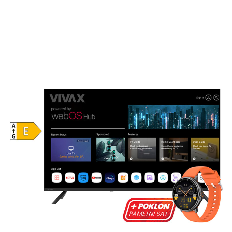Vivax televizor TV LED 43LE110WO_REG Smart + poklon Vivax smart watch Life PRO 2 - Orange