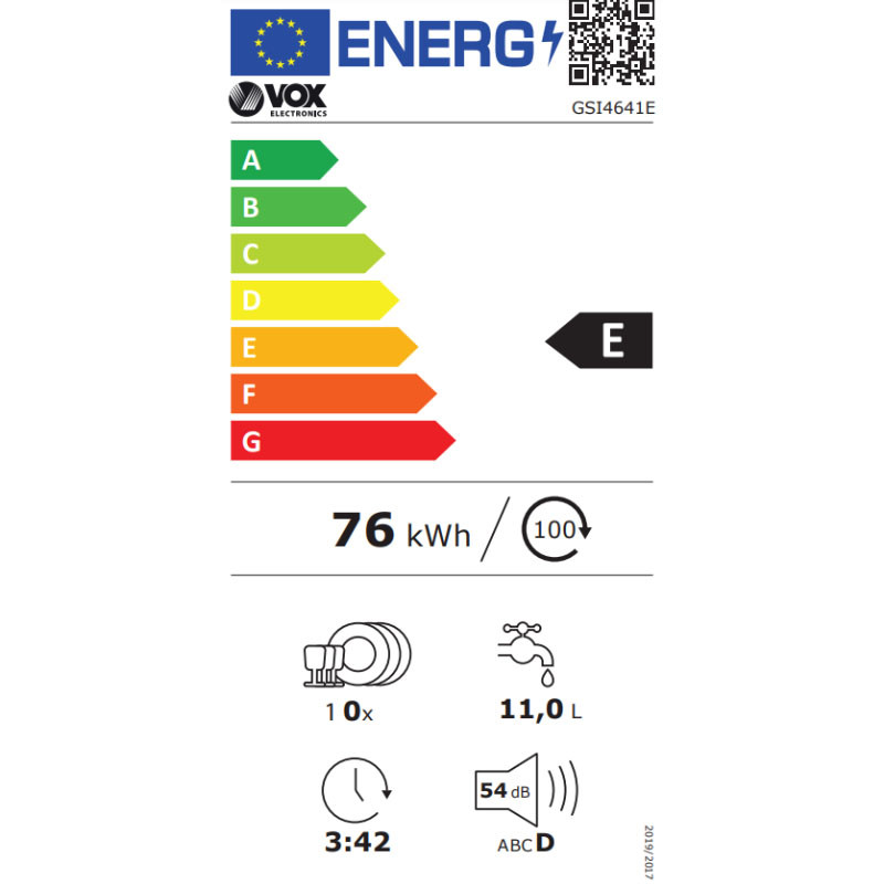 Vox ugradna mašina za pranje sudova GSI4641E 