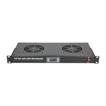 MAXPRO LINE Ventilacioni panel-polica, dva ventilatora i termostat, 1U