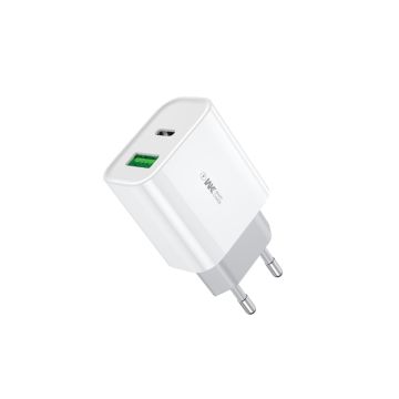 WEKOME WP-U53 Superbrzi Strujni GaN punjač, 2-porta USB (3.0 i PD-tipC) 33W, beli