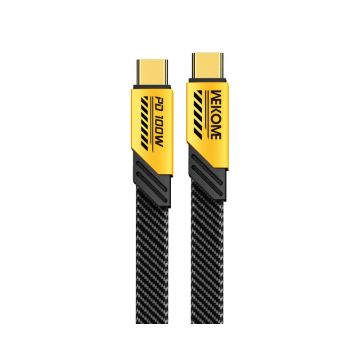 WEKOME WDC-192 Kabl 3.1 USB tip C M/M 1m, za Superbrzo punjenje 100W/480Mbps, flat-crno-žuti