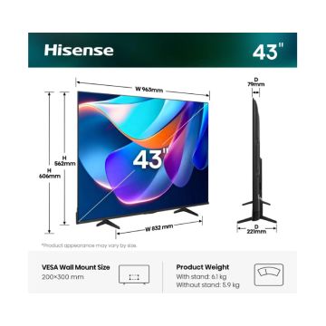 HISENSE 43 inča 43A6S LED 4K Ultra HD Smart TV