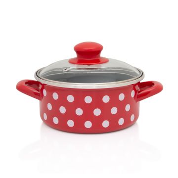 Metalac plitka šerpa BELE TUFNE NA CRVENOM 14cm/1lit