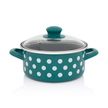 Metalac plitka šerpa BELE TUFNE NA ZELENOM 18cm/2,2lit