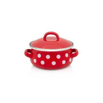 Metalac plitka šerpa BELE TUFNE NA CRVENOM 12cm/0,75lit