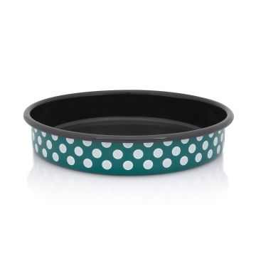 Metalac tepsija BELE TUFNE NA ZELENOM 28cm