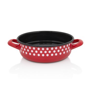 Metalac činija BELE TUFNE NA CRVENOM 20cm
