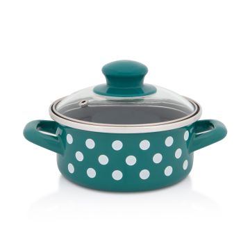Metalac plitka šerpa BELE TUFNE NA ZELENOM 14cm/1lit