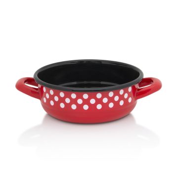 Metalac činija BELE TUFNE NA CRVENOM 16cm